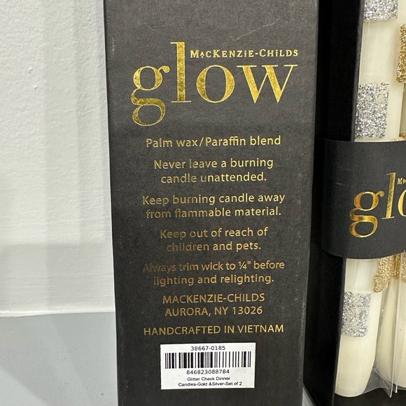 Mackenzie Childs Table Gold & Solver Tall Skinny Candles Set of 4 NEW - Picture 4 of 7